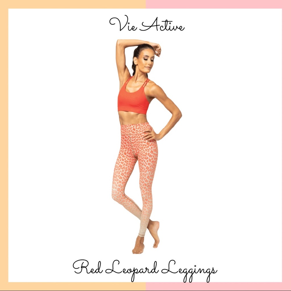 Vie Active Red Leopard Leggings